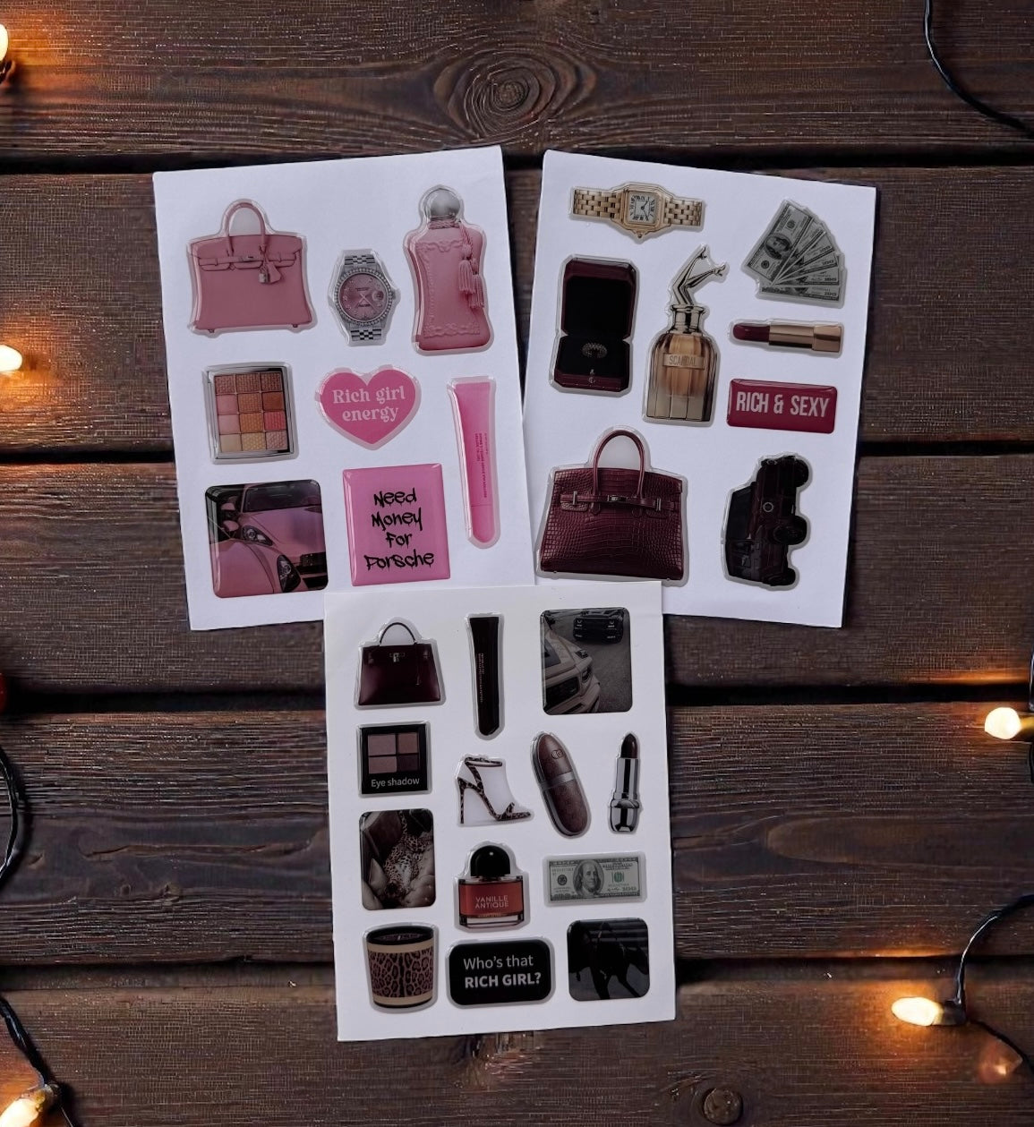 ✨ Luxury Epoxy Glossy Sticker Set (3 Sheets)